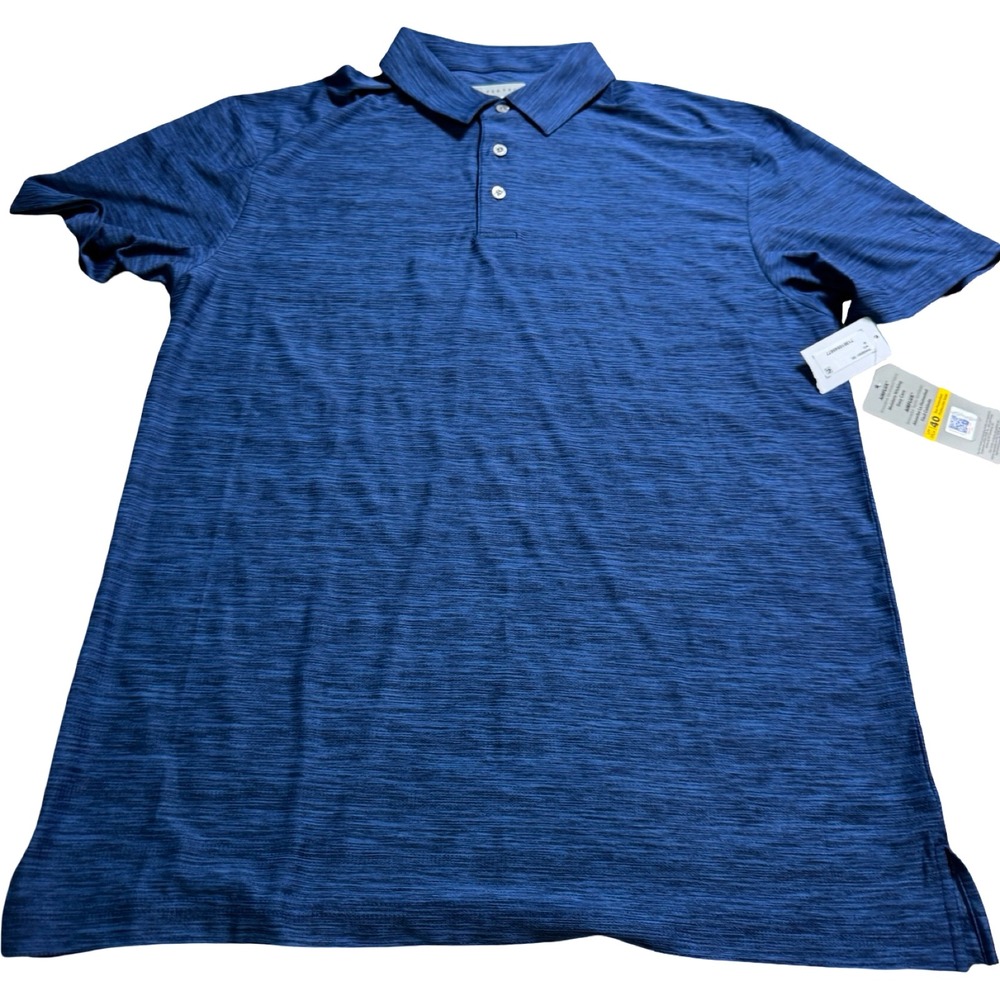 PGA TOUR Airflux Golf Polo Men's M Blue Heather UPF 40 Stretch NWT PVKSE001